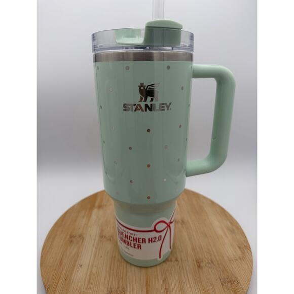 LIMITED Stanley Target 40 oz Quencher Flowstate Peppermint Polka Dot 2025 Mint - Picture 4 of 4